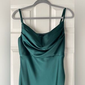 Revelry Skye Satin Dress in Emerald Green (Size 8)